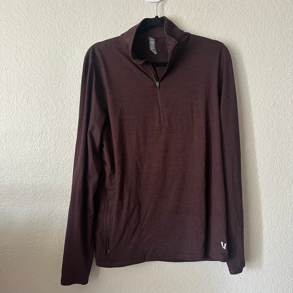 Vuori Men's Ease Performance Half Zip Mahogany Heather Size Medium - Picture 2 of 7
